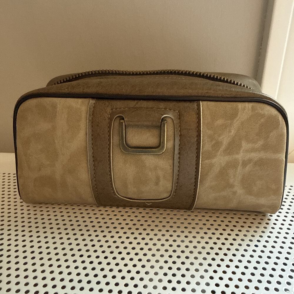 Vintage Amity Mens Travel Toiletry Bag Brown Tag Shaving Bag Toiletries